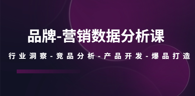 【副业项目5644期】品牌-营销数据分析课，行业洞察-竞品分析-产品开发-爆品打造-网创财富岛